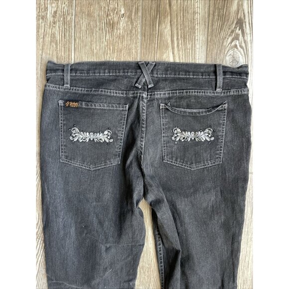 2/$18 SALE! Jordache Jeans 14P Mid Rise Black Denim Straight Embroidered Cowgirl - Picture 10 of 12